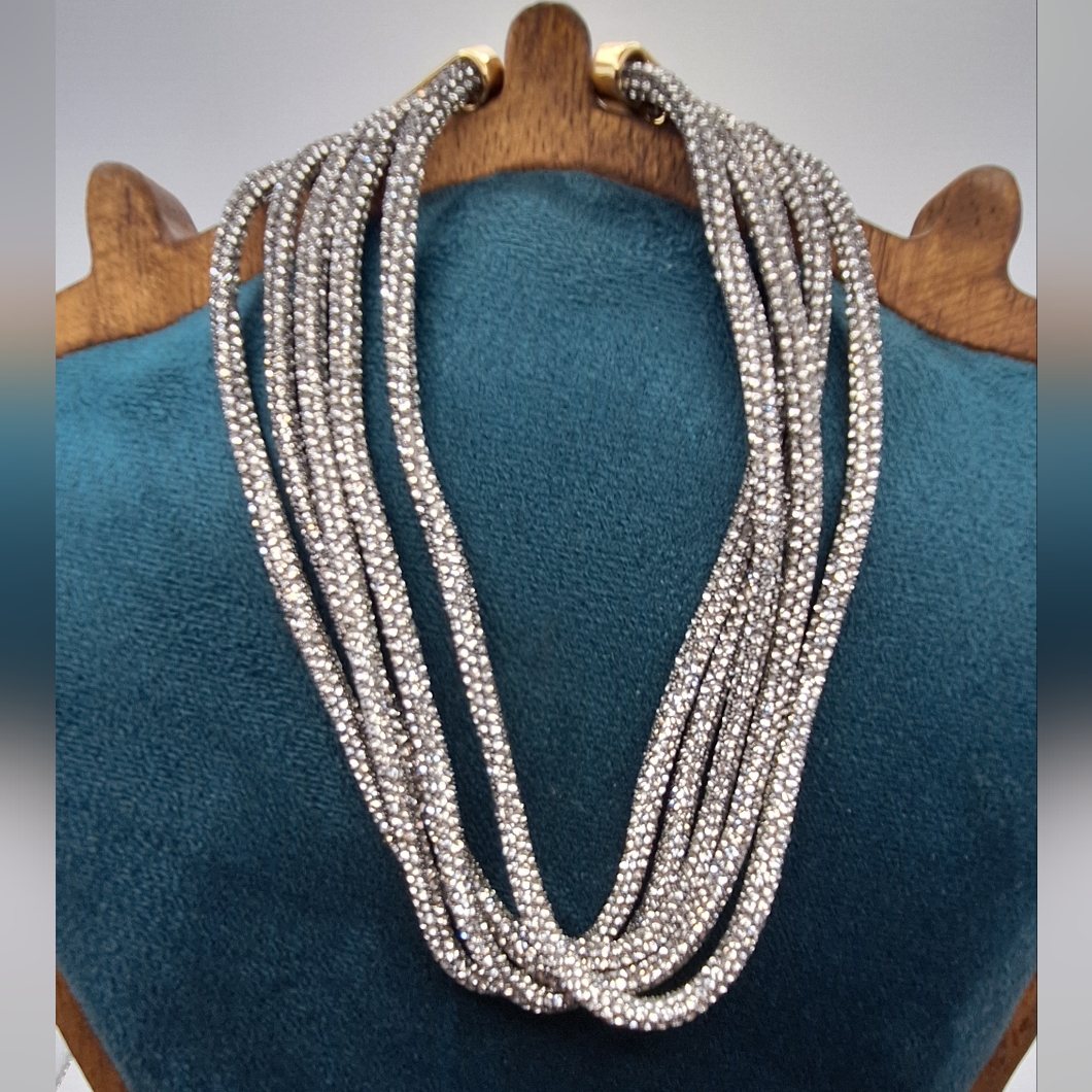 Open Edit Crystal Multi Strand Statement Necklace Gold Tone Nordstrom Nwt